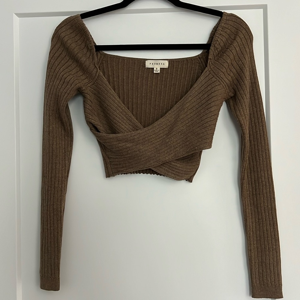Taupe longsleeve crop